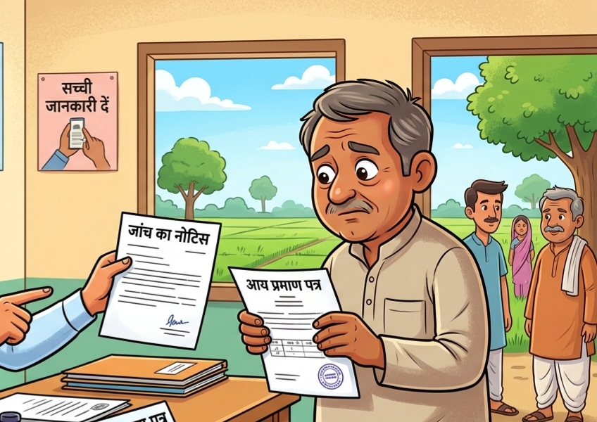 आय प्रमाण पत्र की जांच पर तहसीलदार का नोटिस जारी
