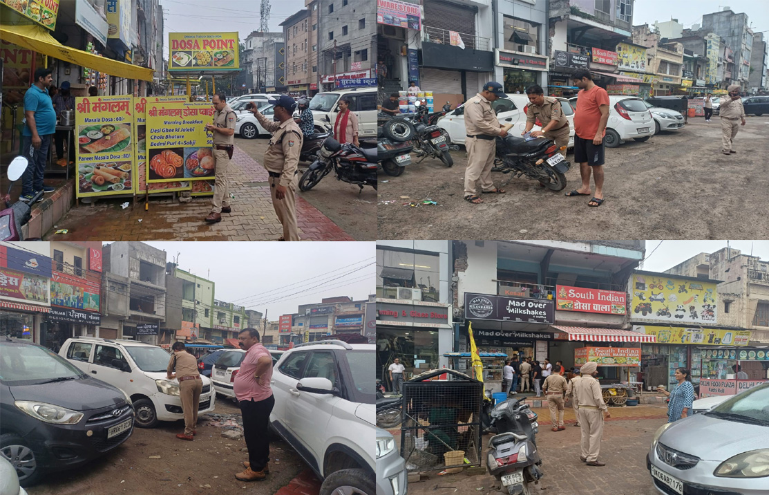 पुलिस ने इधर-उधर वाहन खड़े करने वालों के खिलाफ की कार्रवाई