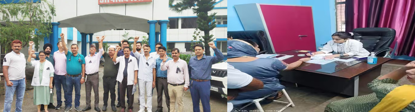 चमोली में डॉक्टर के साथ मारपीट के विरोध में बांधे काले फीते, विरोध प्रदर्शन